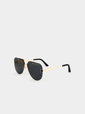 MKM Black Studded Upstyled Aviator Sunglasses