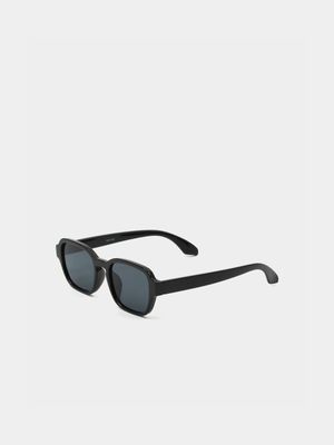 Men's Markham Plastic Hexagon Black Sunglasses