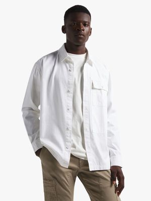 Men's Relay Jeans Herringbone White Shirt