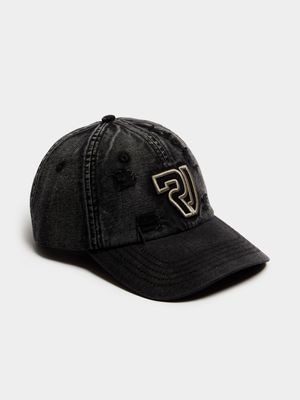 Men's RJ Denim Rip n Repair Curve Peak Black Hat