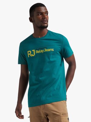 Men's Relay Jeans Slim Fit Colour Pop Tech Graphic Teal T-Shirt