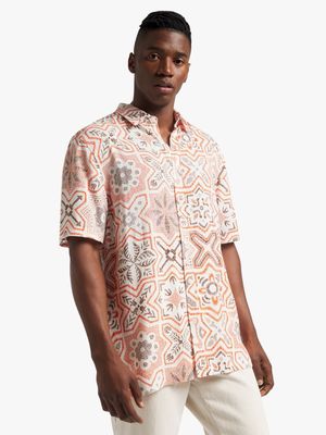 Men's Markham Printed Viscose Artisinal Rust Shirt