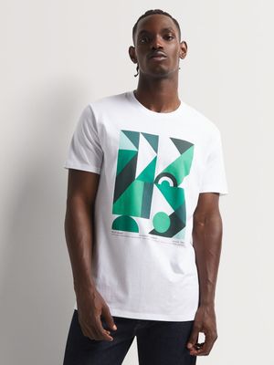 Men's Relay Jeans Slim Fit Abstract Green Graphic White T-Shirt