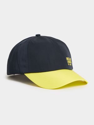 RJ Navy/Yellow Sleek Nylon Rubber Badge Peak Cap