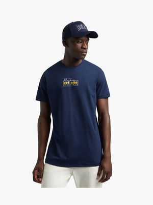 Men's Relay Jeans Slim Fit Signature Box Graphic Navy T-Shirt