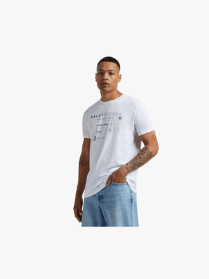 RJ White Slim Fit Tech Globe T-Shirt