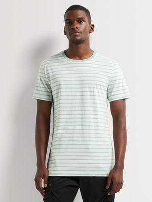Men's Markham Horizontal Stripe Dark Green/Milk T-Shirt