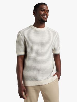 Men's Markham Knitwear Stripe Grey/White T-Shirt