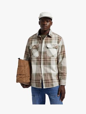 Men's Relay Jeans Check Ecru Overshirt