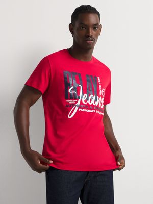 Men's Relay Jeans Bold Signature Red Graphic T-Shirt