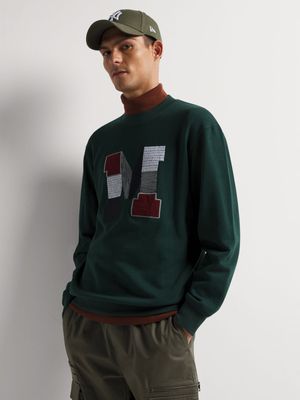 Men's Markham M Embroidery Detail Green Sweatshirt