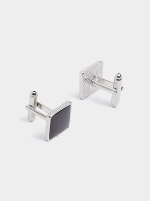 MKM Silver/Black Epoxy Filled Cufflink