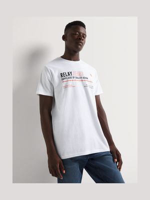 Men's Relay Jeans Slim Fit Tech Utility Grahic White T-Shirt