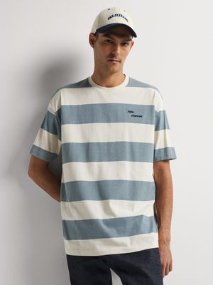 Men's Markham Bold Stripe Embroidery Blue/Milk T-Shirt