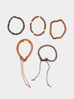 MKM Mixed Woven Bead & Plait Tan Bracelet Pack