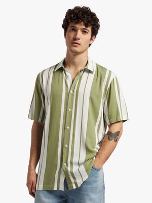 Men's Markham Viscose Green/ White Shirt