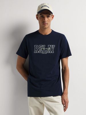 Men's Relay Jeans Outline Signature Navy Graphic T-Shirt