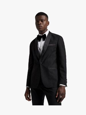 Men's Markham Occasion Slim Brocade Tuxedo Black Suit Jacket