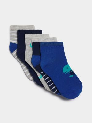 Jet Younger Boys Blue/Grey Dino Low Socks
