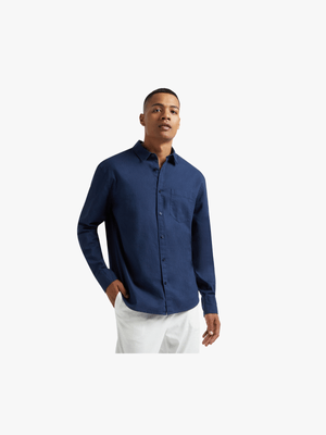 MKM Blue L/S Smart Collared linen Shirt