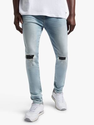 Men's Relay Jeans Super Skinny Rip And Repair Blue Jeans
