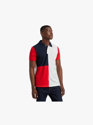RJ Red Side Embroidered Colourblock Golfer