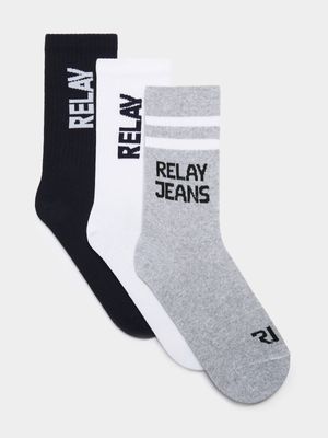 Men's Relay Jeans 3pk Shaft Grey/Navy Socks