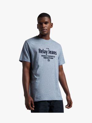 Men's Relay Jeans Regular Textured Flock Navy T-Shirt