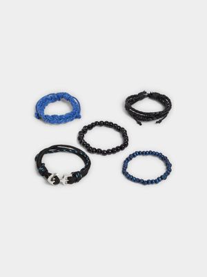 MKM Navy 5 Pack Beaded Bracelet Set