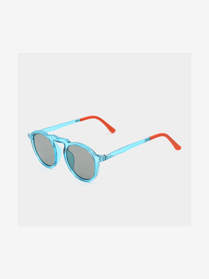 Men's Markham Retro Round Blue Sunglasses