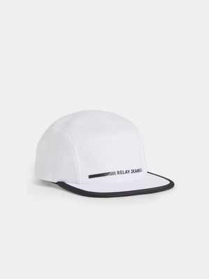 RJ White Dry Textured 5 Panel Flat Bill Cap