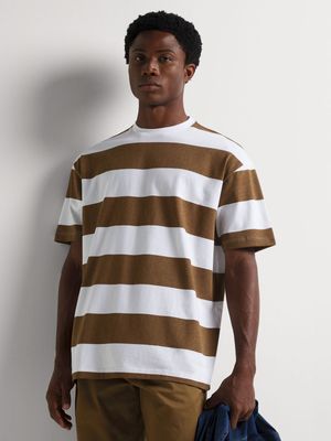 Men's Markham Bold Stripe Camel/White T-Shirt
