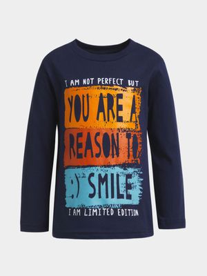 Jet Younger Boys Navy Ready to Smile T-Shirt