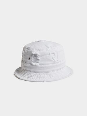 Men's Relay Jeans Rip & Repair Denim White Bucket Hat