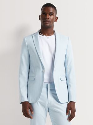 MKM Light Blue Skinny Plain Suit Jacket