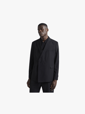 MKM Black Relaxed PV Plain Double Breast Suit Jacket