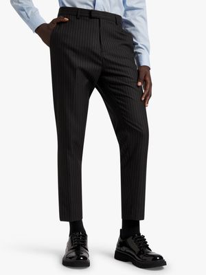 Men's Markham Smart Slim Stripe Black Trouser