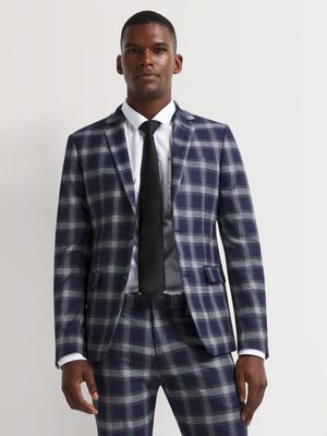 Men's Markham Skinny Check Navy Suit Jacket