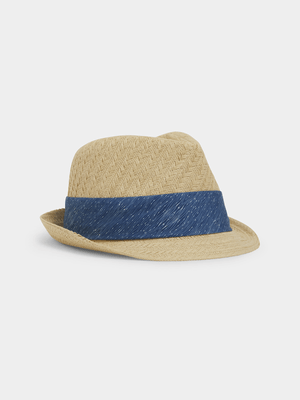 MKM Natural Straw Woven Trilby Hat