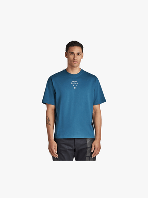 G-Star Men's Stencil Centre Graphic Blue Boxy T-Shirt