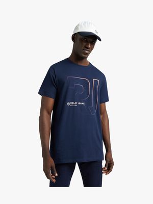 RJ Navy Slim Fit Gradient Bold Brand T-Shirt