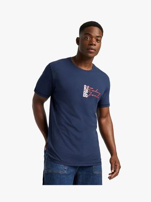 RJ Navy Slim Fit Centred Mini Signature T-Shirt