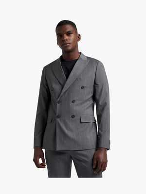 Men's Markham Skinny Stripe Grey Suit Jacket