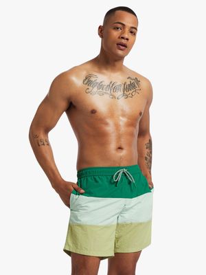 Men's Markham Colourblock 3 Panel Green Swimshort