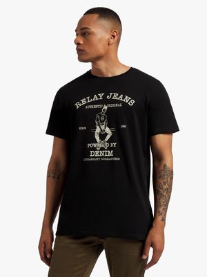 Men's Relay Jeans Figure Sketch Black Graphic T-Shirt