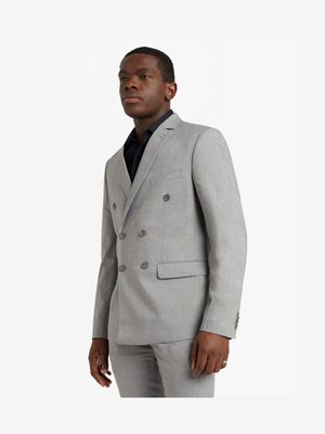 MKM Grey Smart Skinny Textured Double Breasted Jacket