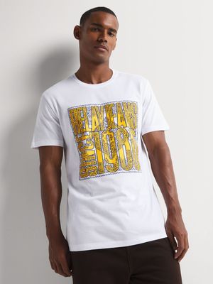 Men's Relay Jeans Slim Fit Black Paisley Graphbic White T-Shirt
