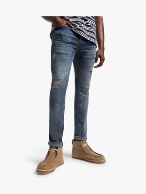 Men's Relay Jeans Super Skinny Red Tint Blue Jeans