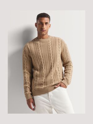 Men's Cable Crew Natural Knitwear