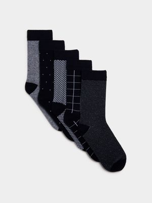Men's Markham 5pk Design Navy Formal Socks